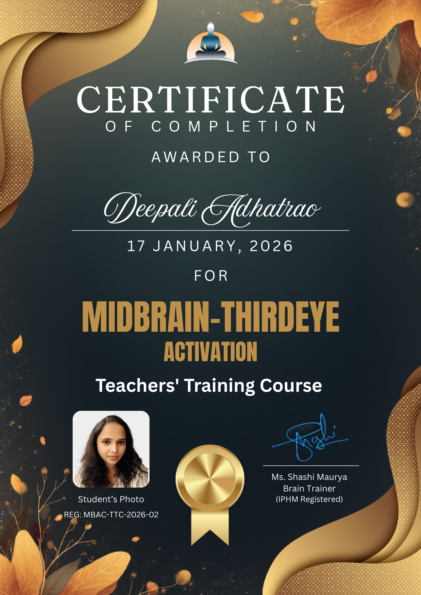 black gold modern workshop completion certificate