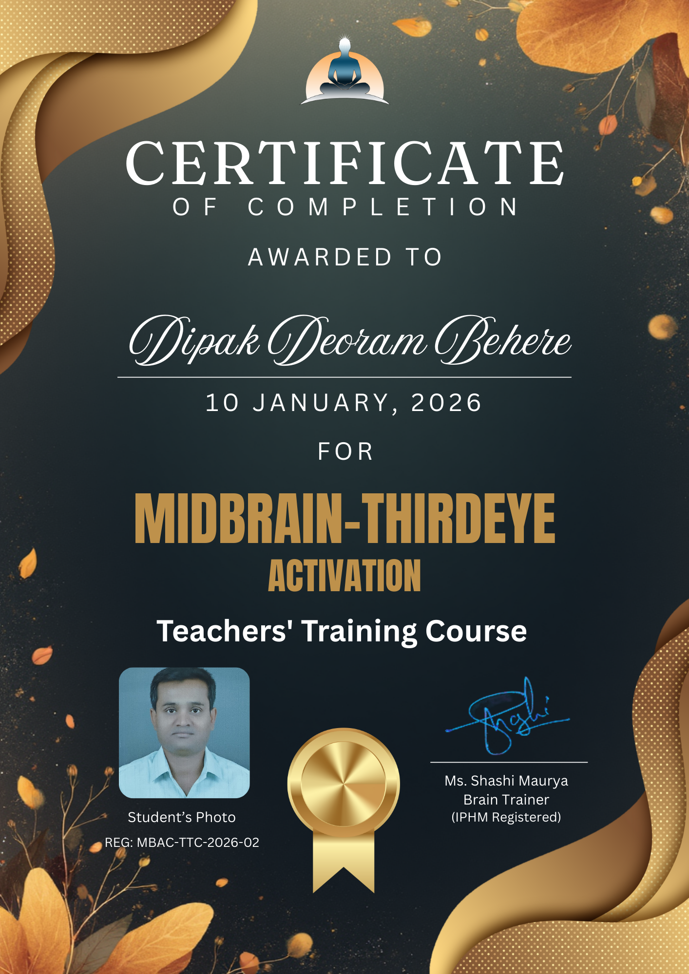 black gold modern workshop completion certificate 4