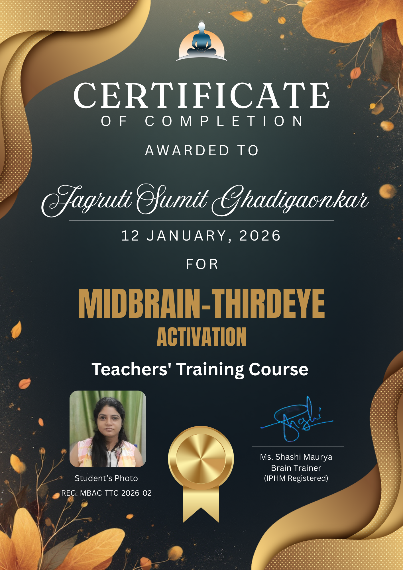 black gold modern workshop completion certificate 5