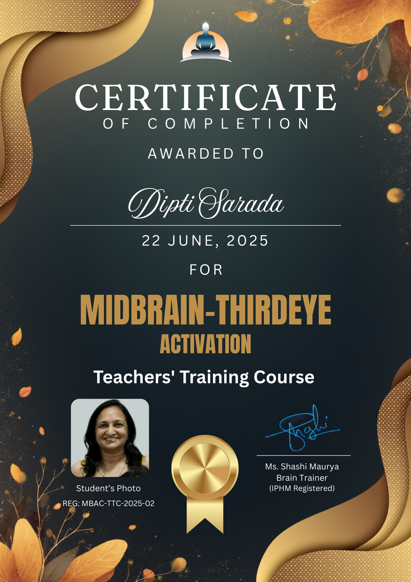 black gold modern workshop completion certificate 2