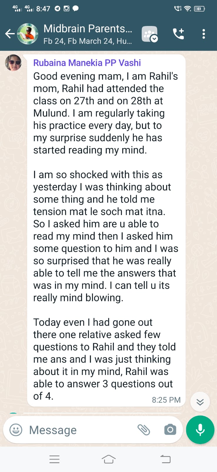 Message from a happy parent